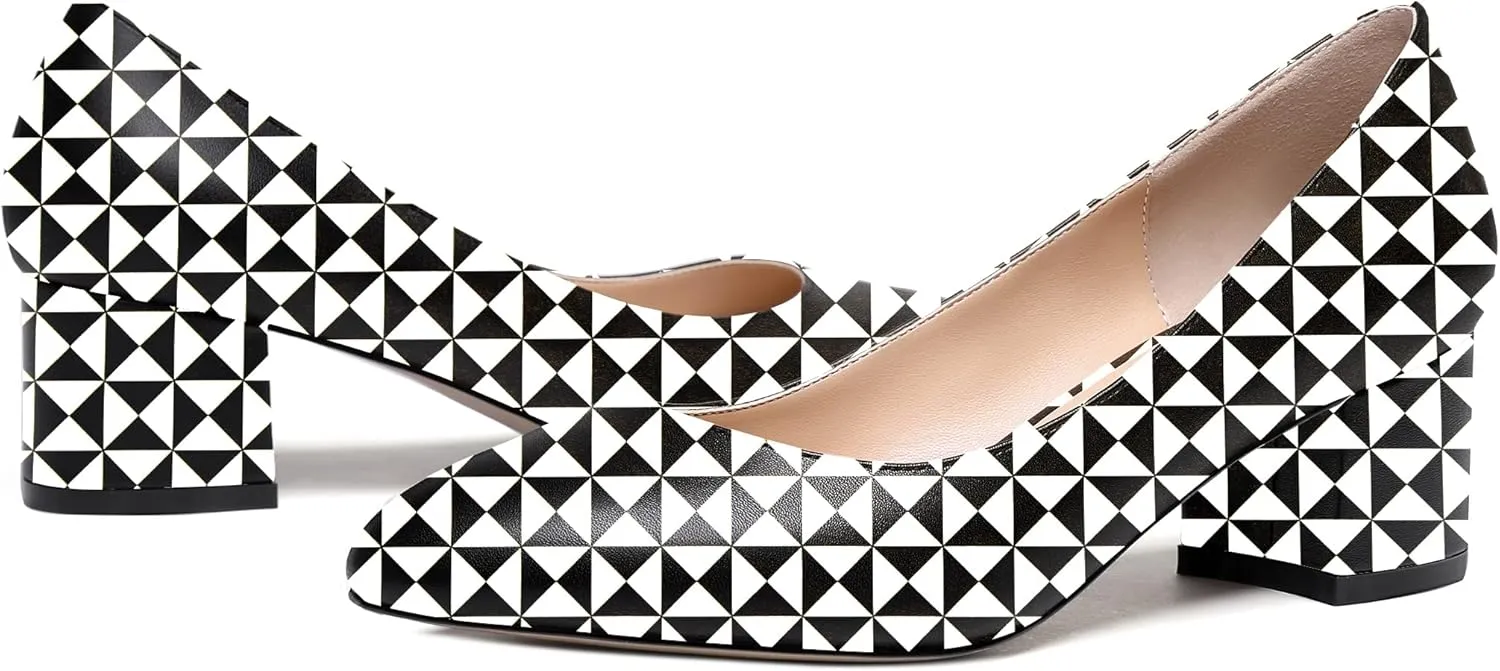 WAYDERNS Women's Matte Round Toe Slip On Block Chunky Low Heel Pumps Shoes 2 Inch