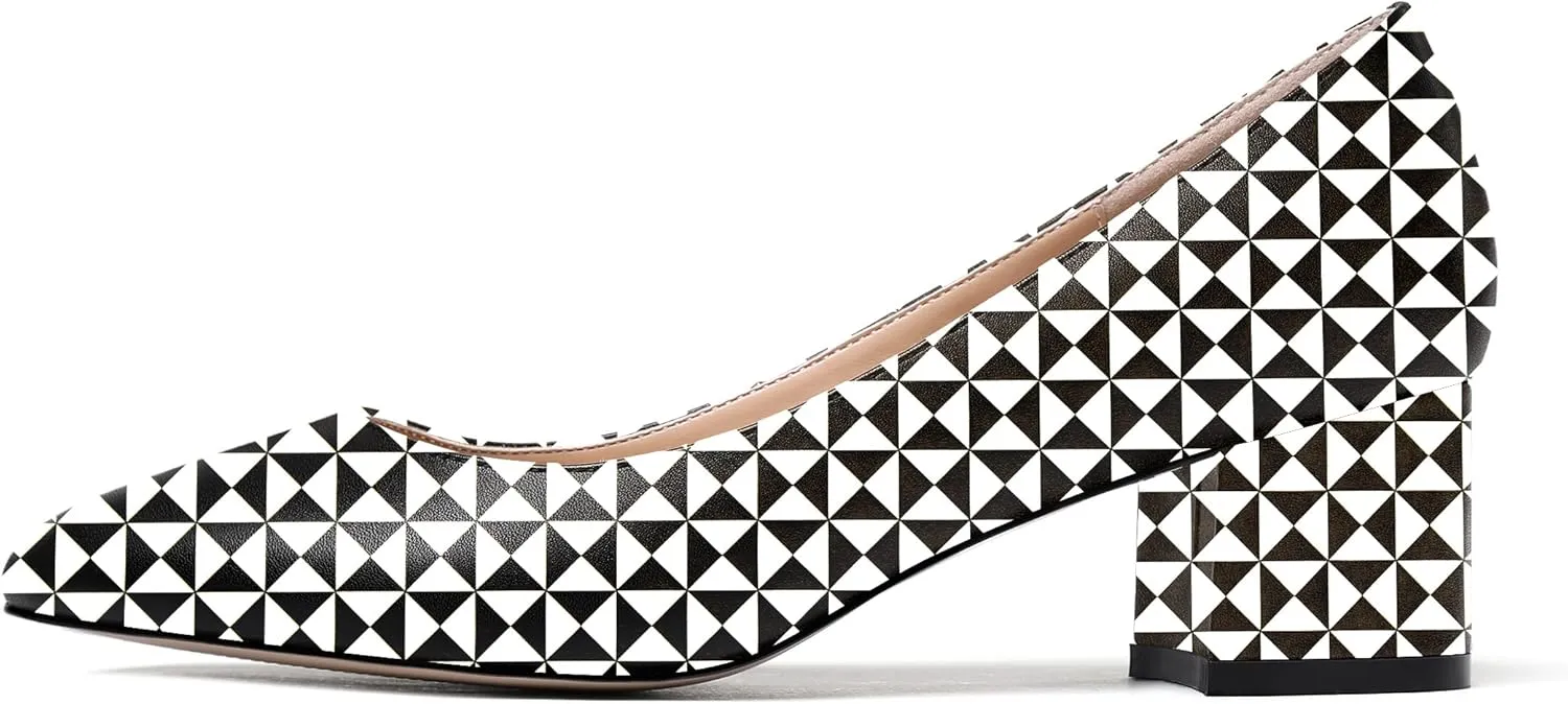 WAYDERNS Women's Matte Round Toe Slip On Block Chunky Low Heel Pumps Shoes 2 Inch