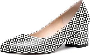 WAYDERNS Women's Matte Round Toe Slip On Block Chunky Low Heel Pumps Shoes 2 Inch