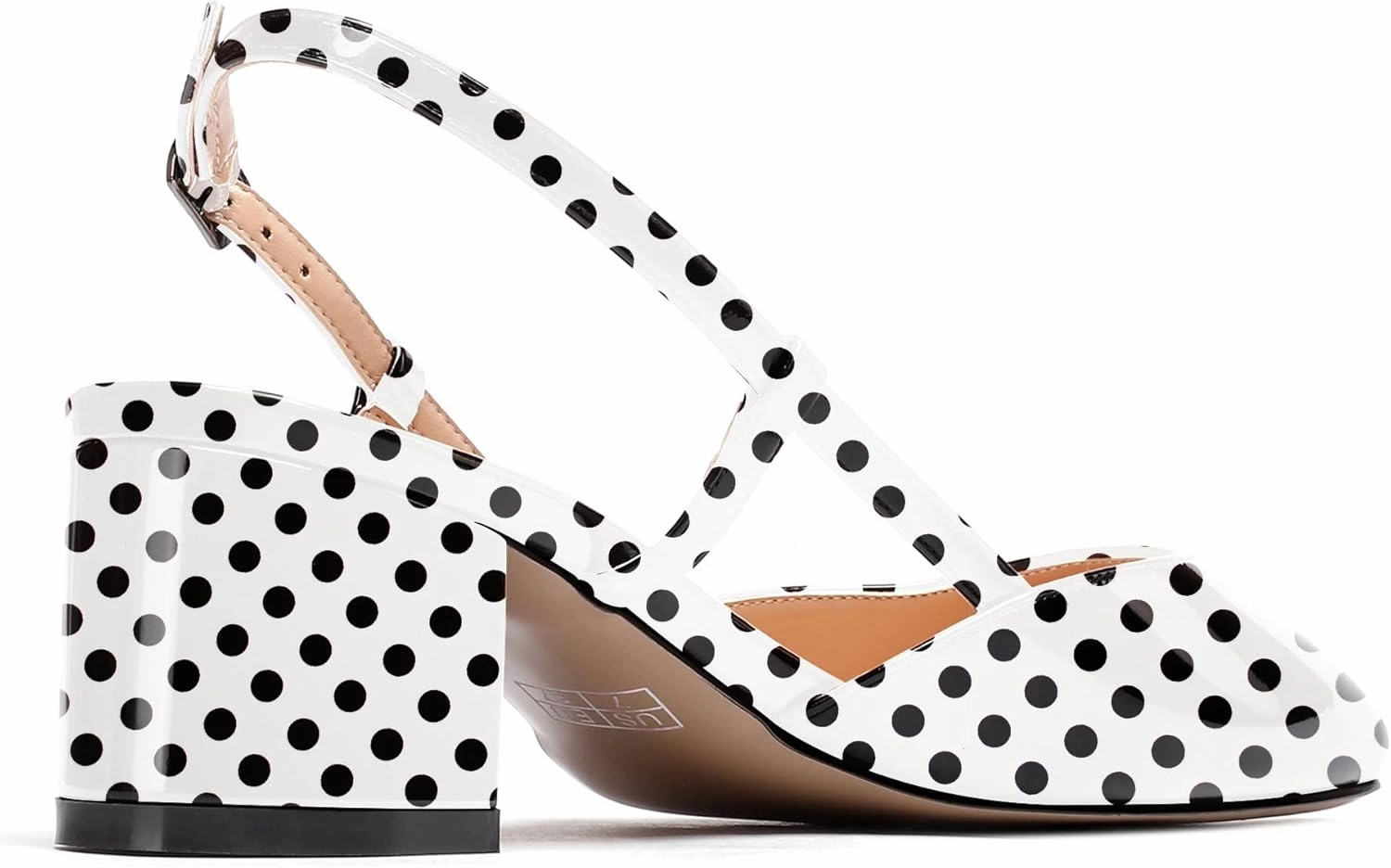 WAYDERNS Women's Ankle Strap Square Toe Block Patent Leather Slingback Chunky Low Heel Pumps Shoes 2 Inch