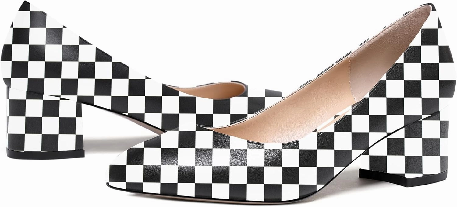 WAYDERNS Women's Matte Round Toe Slip On Block Chunky Low Heel Pumps Shoes 2 Inch