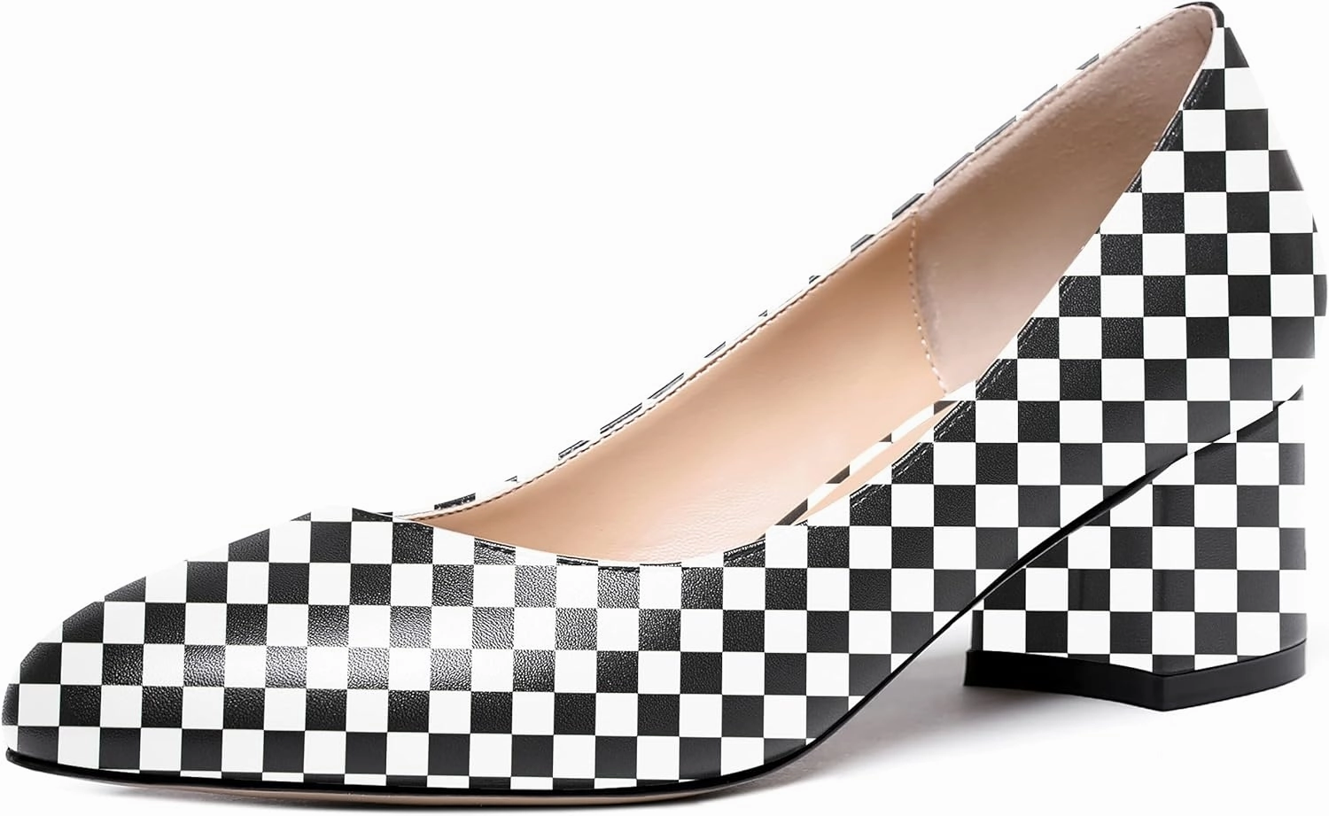 WAYDERNS Women's Matte Round Toe Slip On Block Chunky Low Heel Pumps Shoes 2 Inch