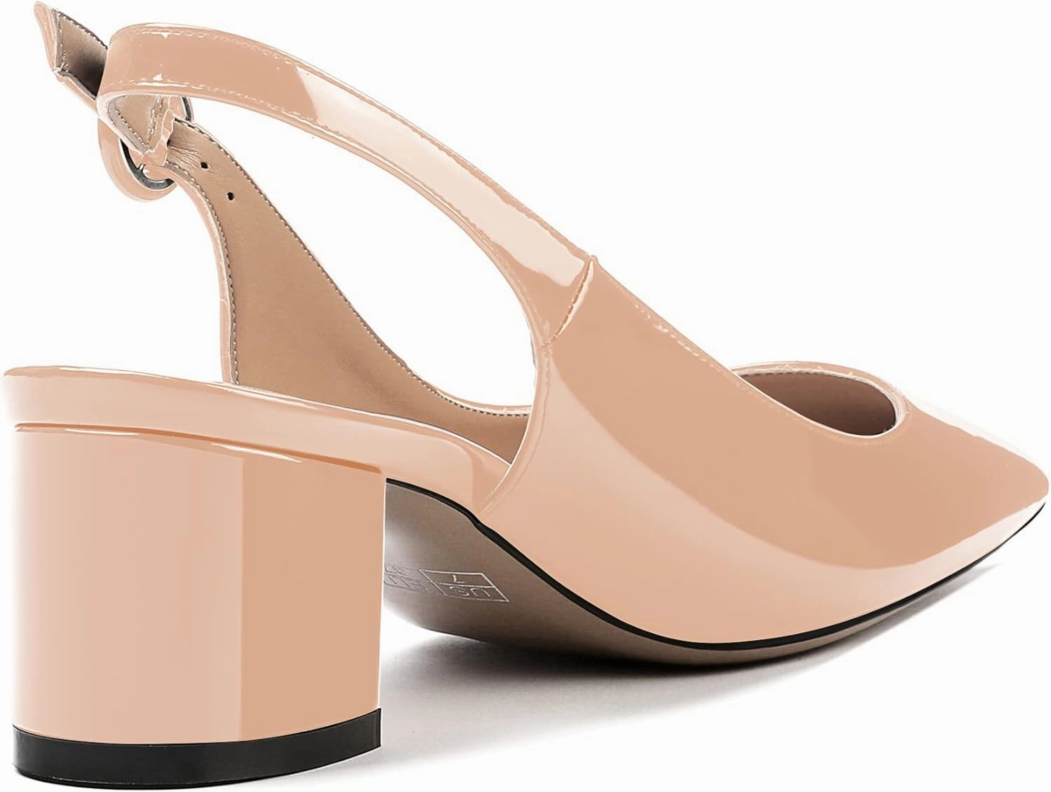 WAYDERNS Women's Patent Leather Ankle Strap Pointed Toe Slingback Low Kitten Heel Pumps Office Work Dress Shoes 2 Inch