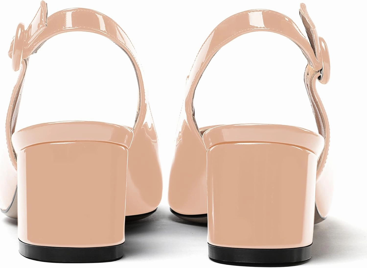 WAYDERNS Women's Patent Leather Ankle Strap Pointed Toe Slingback Low Kitten Heel Pumps Office Work Dress Shoes 2 Inch