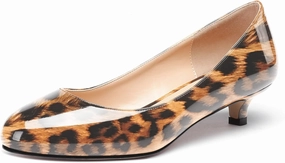 WAYDERNS Women's Patent Round Toe Slip On Low Kitten Heel Pumps Offress Work Dress Shoes 1.5 Inch