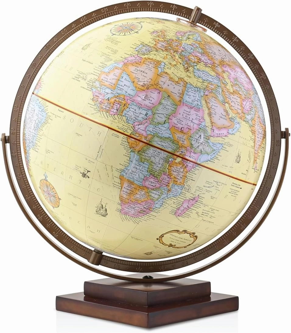 Waypoint Geographic Revolution 12" Diameter Desktop World Globe - Gyromatic Full-Swing Movement, Decorative Antique Globe for Home or Office Decor