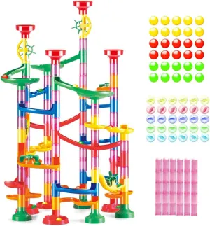 WEofferwhatYOUwant Marble Run Set – 169 Piece Marble Track Tower Building Game for Kids Ages 3-8  – Creative STEM Maze Construction Toy – Educational Building Blocks for Learning & Fun