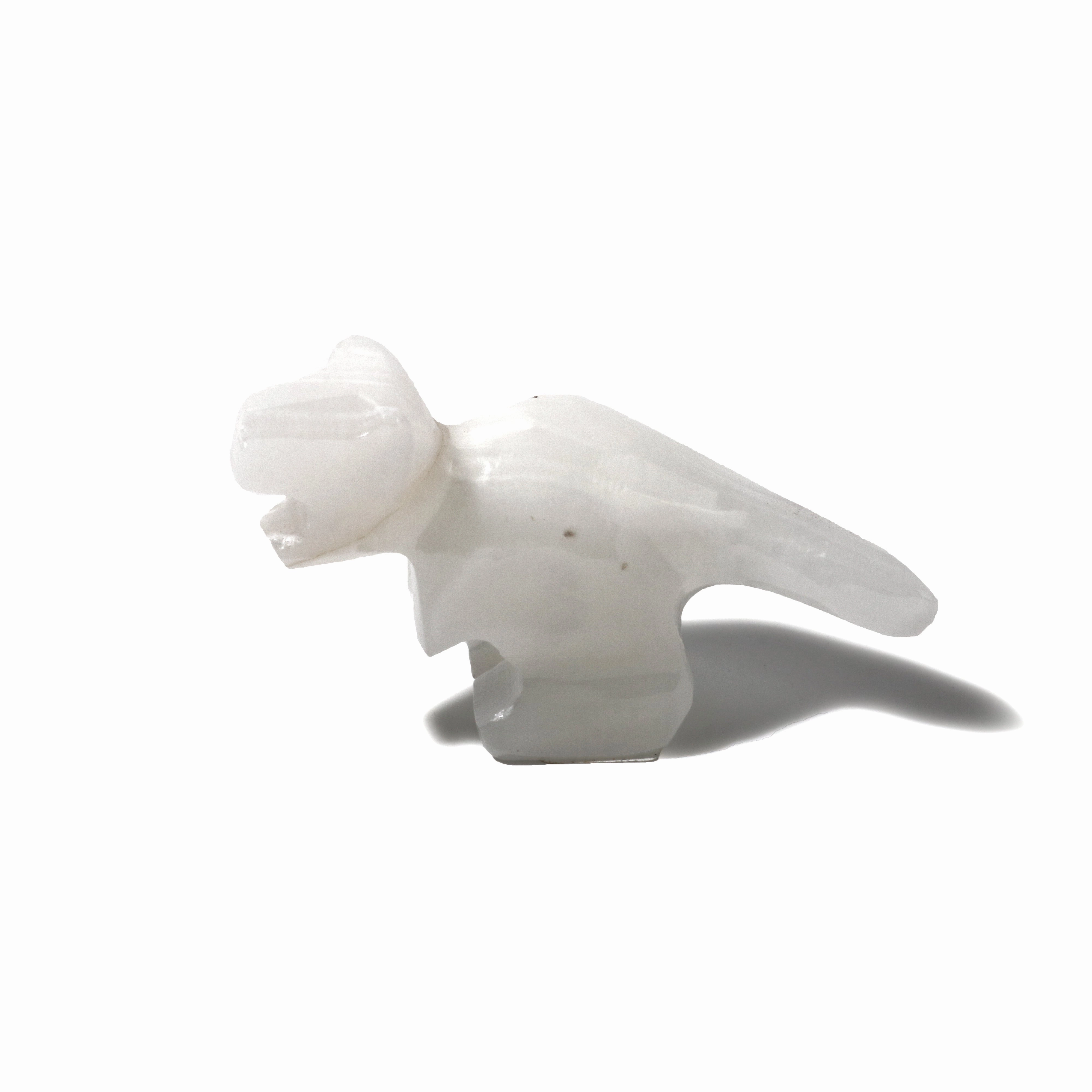 White Aragonite Tyrannosaurus Rex Dinosaur Carving - 1" to 2"