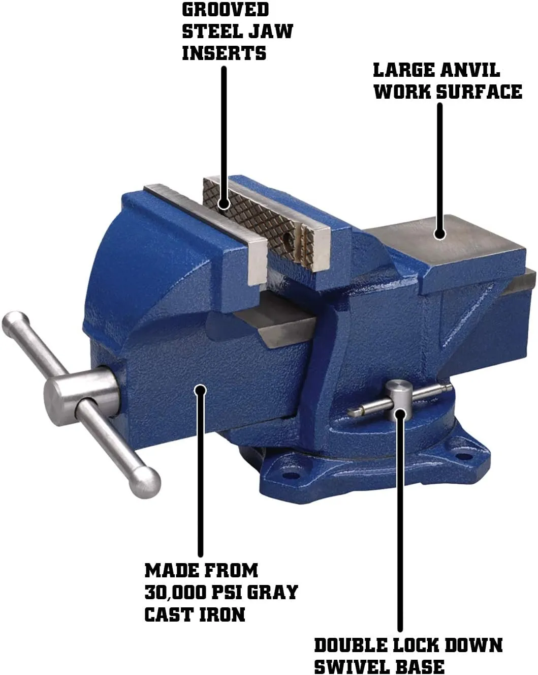 Wilton General Purpose Bench Vise, 4" Jaw Width, 3" Max Jaw Opening, 2-1/4" Throat (11104)
