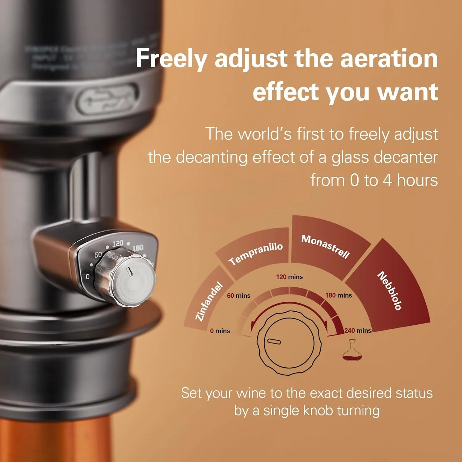 Wine Aerator Adjustable 0-4 Hours, Rechargeable Wine Air Aerator, Electric Wine Decanter, Wine Pourer for Wine, Gift for Men, Boyfriend, Dad