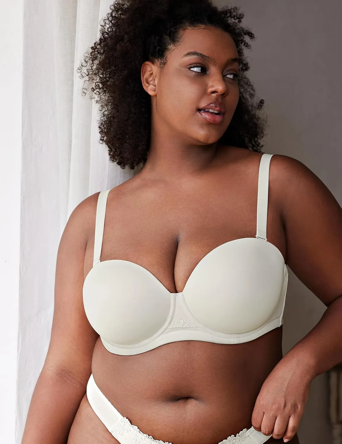 Wingslove Women's Strapless Full Figure Bra Underwire Multiway Contour Plus Size Bra Red Carpet