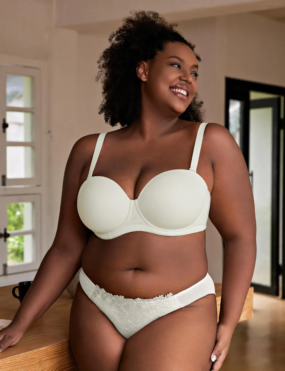 Wingslove Women's Strapless Full Figure Bra Underwire Multiway Contour Plus Size Bra Red Carpet