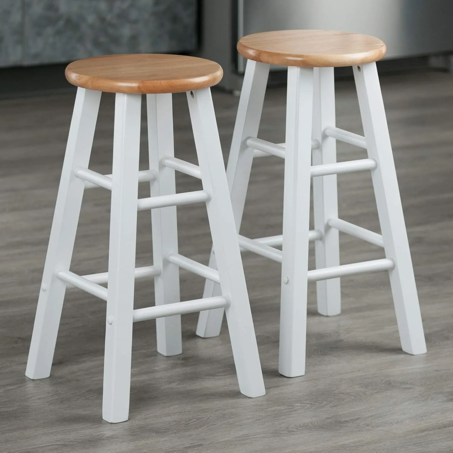 Winsome Element Counter Stools, Natural & White, 24", 2 Piece Set