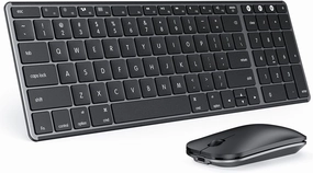 Wireless Bluetooth Keyboard and Mouse for Mac, Multi-Device Rechargeable Slim Keyboard and Mouse Stainless Steel Full Size, Compatible with MacBook Pro/Air, iPad, iMac - Space Gray