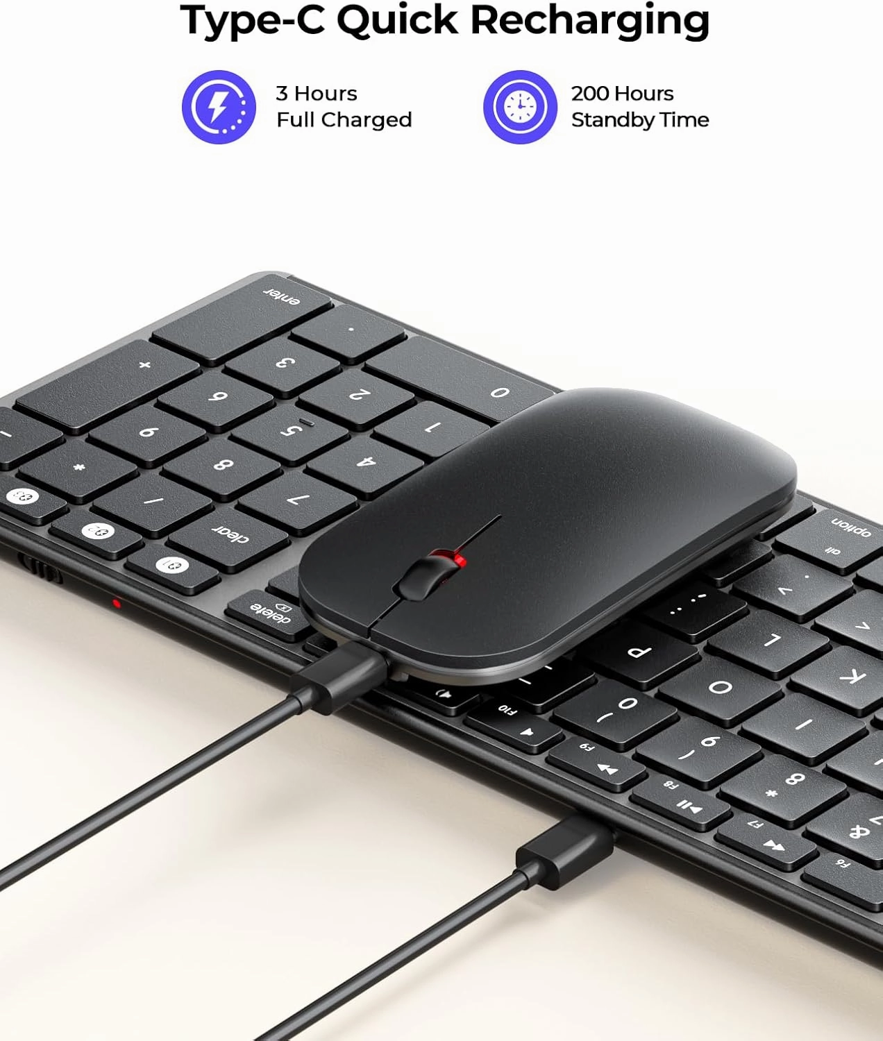 Wireless Bluetooth Keyboard and Mouse for Mac, Multi-Device Rechargeable Slim Keyboard and Mouse Stainless Steel Full Size, Compatible with MacBook Pro/Air, iPad, iMac - Space Gray