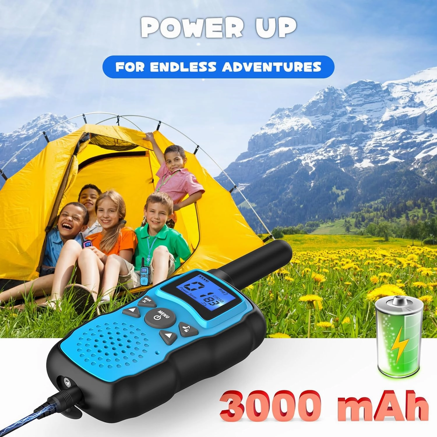 Wishouse Walkie Talkies for Kids Adults Rechargeable Long Range 4 Pack with 2 USB Chargers 12 Batteries,Family Walky Talky,Outdoor Camping Games Indoor Toys Birthday Xmas Gift for Boys Girls Children