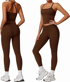 Women 2 Piece Workout Sets (2025 NEW) Yoga Outfit Open Back Tank Top High Waisted Leggings Gym Sets Tracksuits