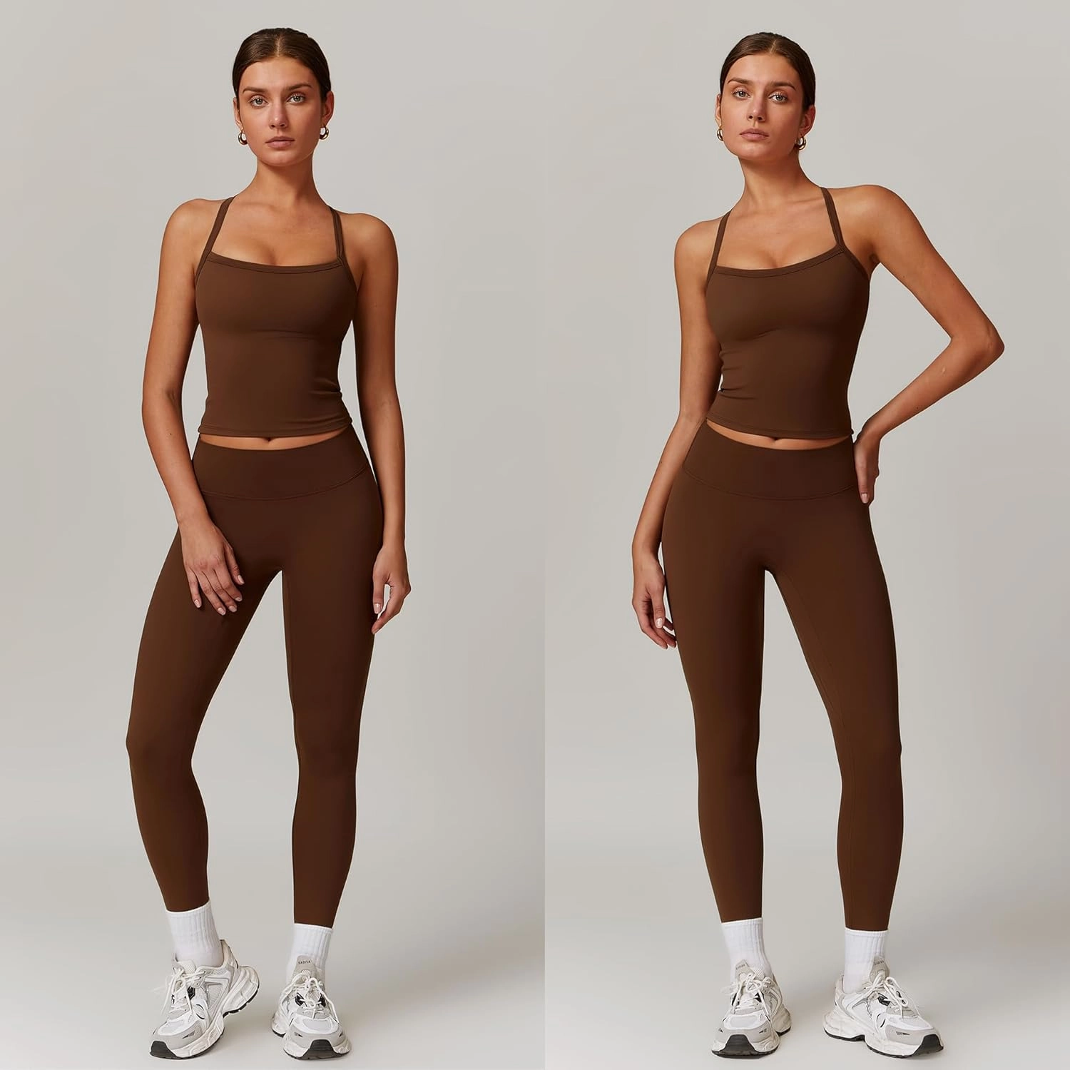 Women 2 Piece Workout Sets (2025 NEW) Yoga Outfit Open Back Tank Top High Waisted Leggings Gym Sets Tracksuits