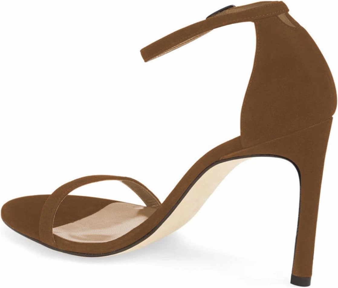 Women Classic Open Toe Sandals Ankle Strap High Heels Two Piece Buckled Prom Shoes Size 4-15 US