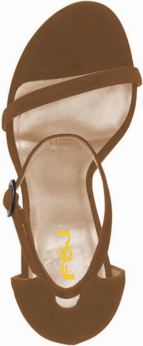 Women Classic Open Toe Sandals Ankle Strap High Heels Two Piece Buckled Prom Shoes Size 4-15 US