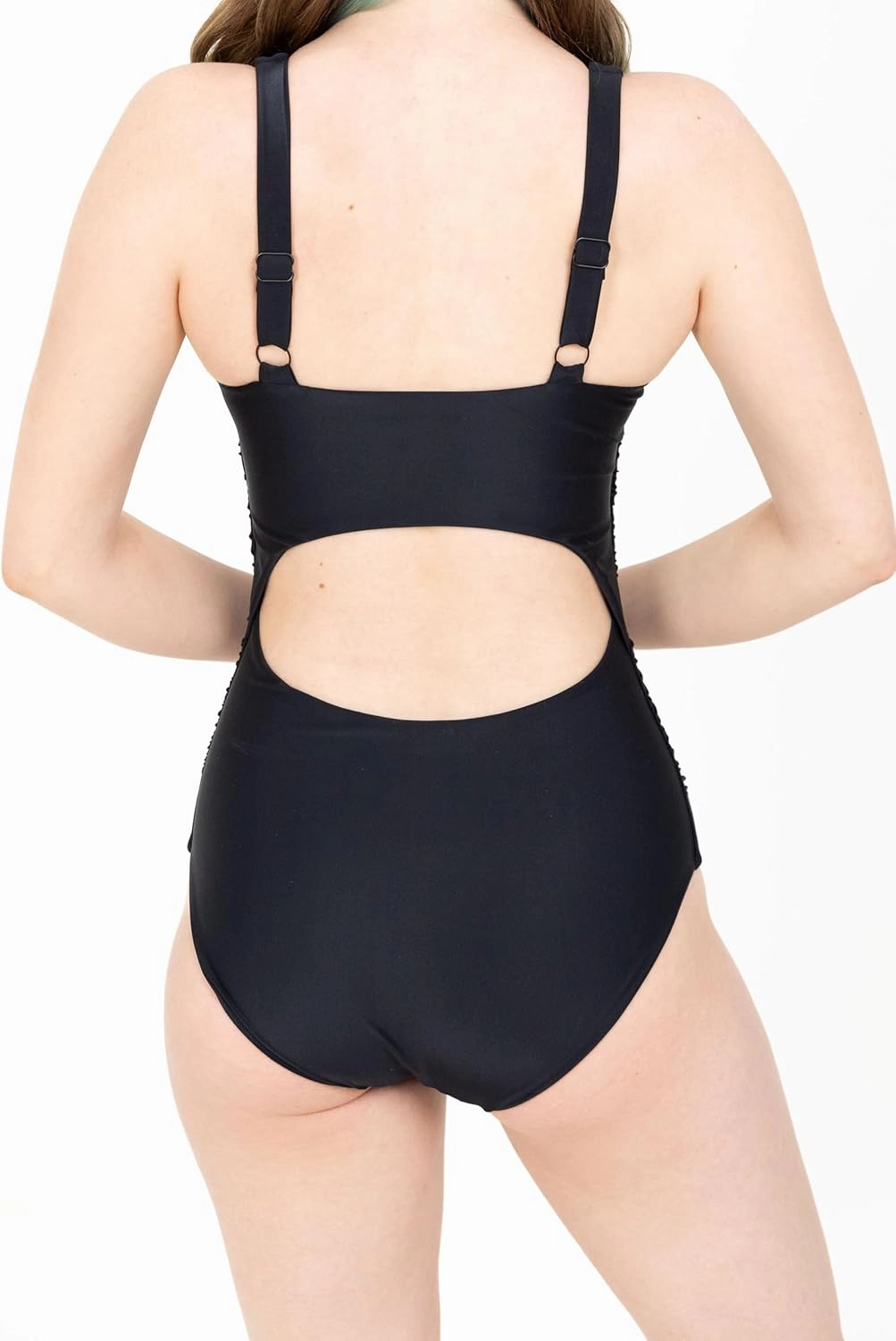 Women's Black One-Piece Swimsuit, Square Neck