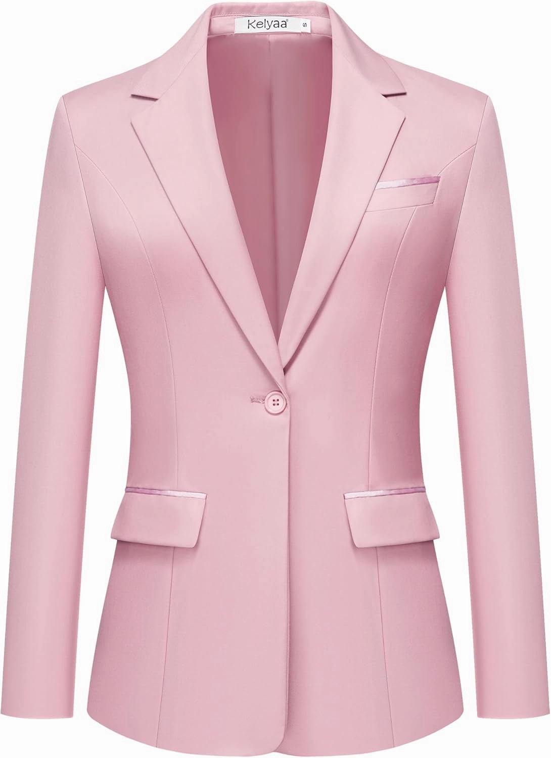 Women's Casual Business Blazer Notched Lapel One Button Open Front Long Sleeve Blazers Office Work Suit Jackets