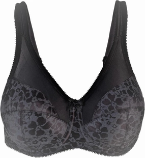 Women's Full Figure Underwire Seamed Cup Bra 7101, Black, 42DDD
