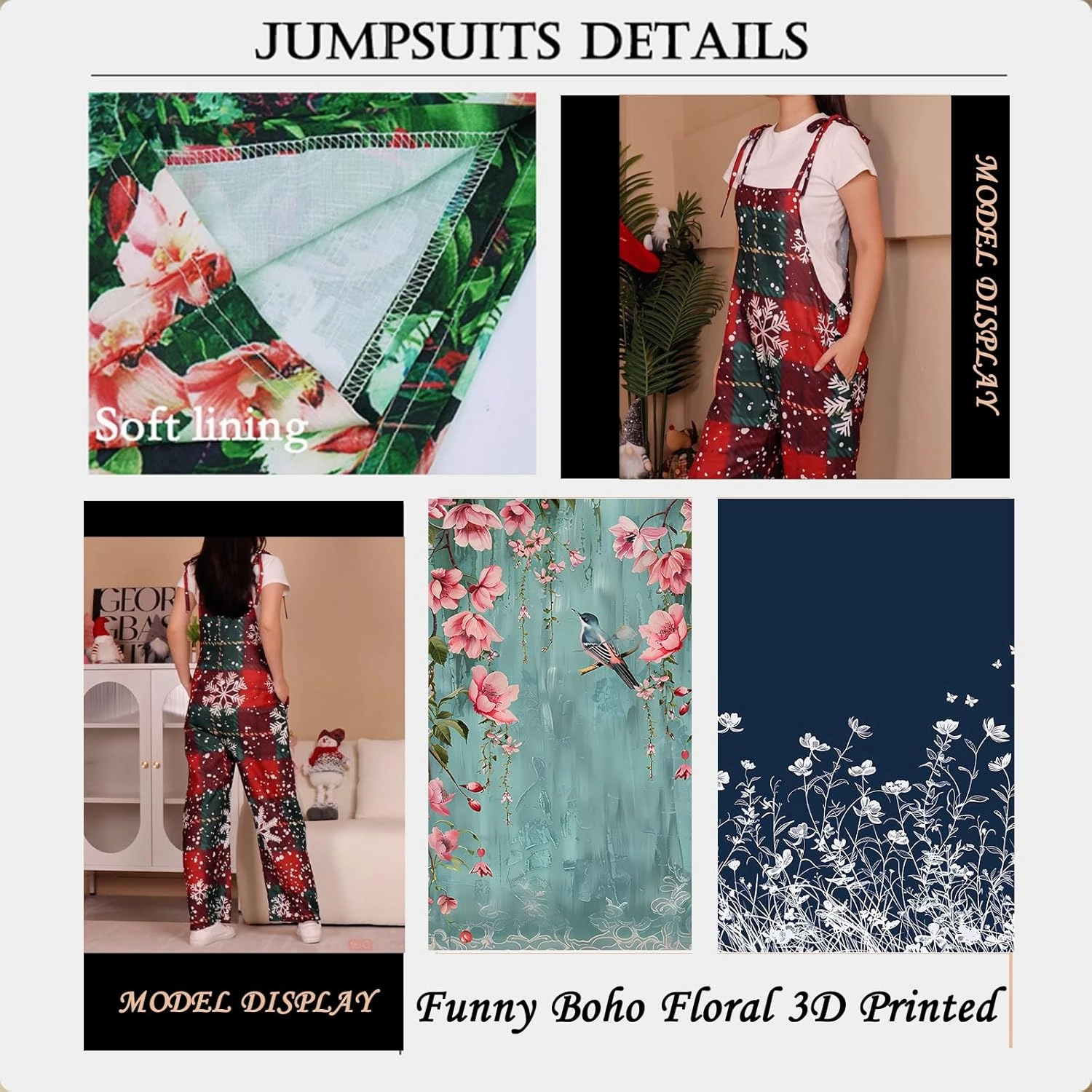 Women's Summer Rompers Loose Wide Leg Casual Wide Leg Long Jumpsuits Rompers with Pockets