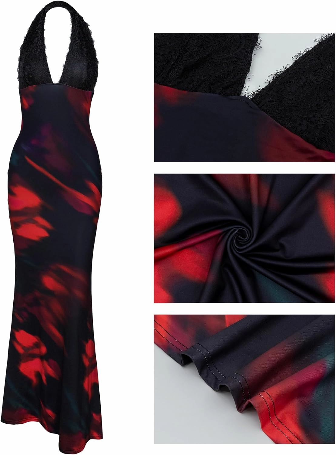 Women Sexy Backless Satin Maxi Dresses Spaghetti Strap Floral Print Dresses Slim Fit Elegant Night Party Outfits