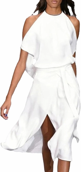 Women Sleeveless Split Long Dresses Streetwear Ruffles Dresses Summer Lace Up Waisted Tunic Dress
