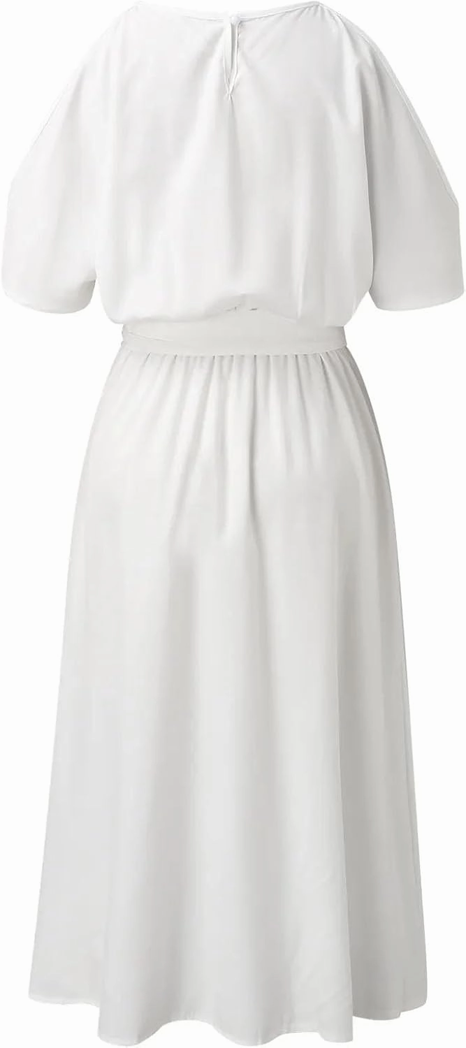 Women Sleeveless Split Long Dresses Streetwear Ruffles Dresses Summer Lace Up Waisted Tunic Dress