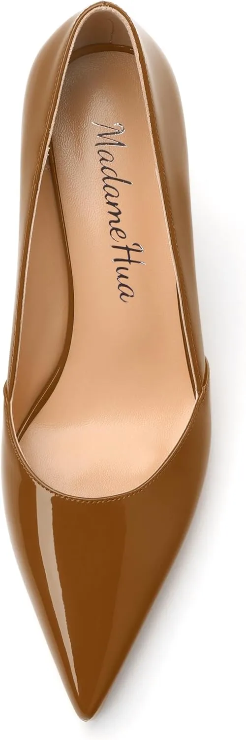 Women's Closed Toe High Stiletto Heels Dress Pointed Toe Daily Patent Pumps Shoes