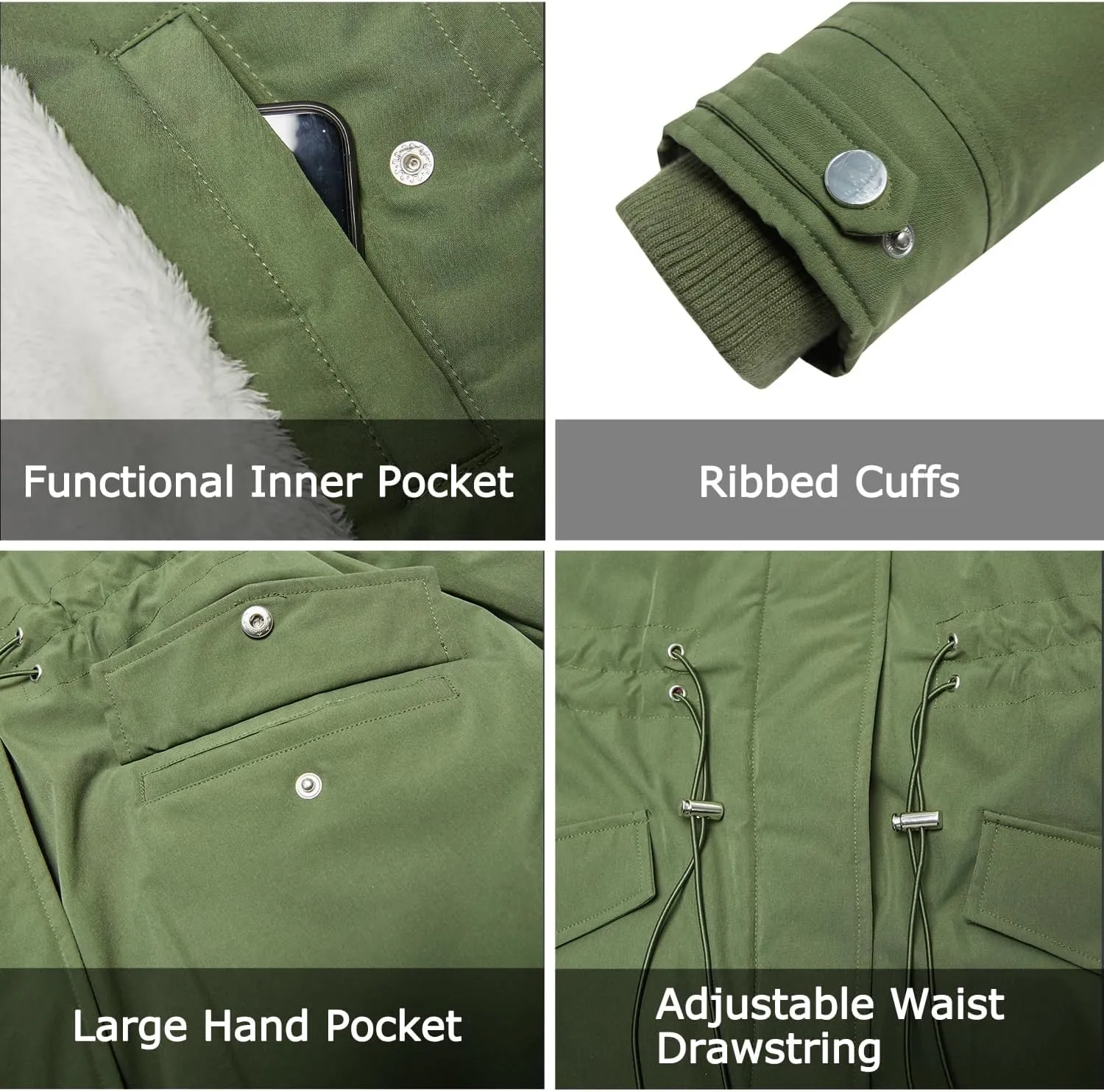 Women's Fur Hood Winter Parka Thicken Winter Jacket Coat Hooded Puffer Coat with Removable Fur Trim