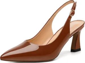 Women's Pumps Slingback Kitten Heels for Women Closed Pointed Toe Backless Pumps Wedding Party Dress Pumps Shoes