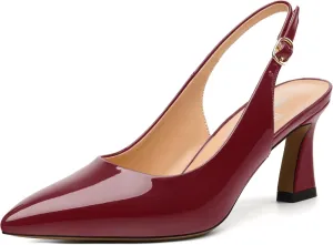 Women's Pumps Slingback Kitten Heels for Women Closed Pointed Toe Backless Pumps Wedding Party Dress Pumps Shoes