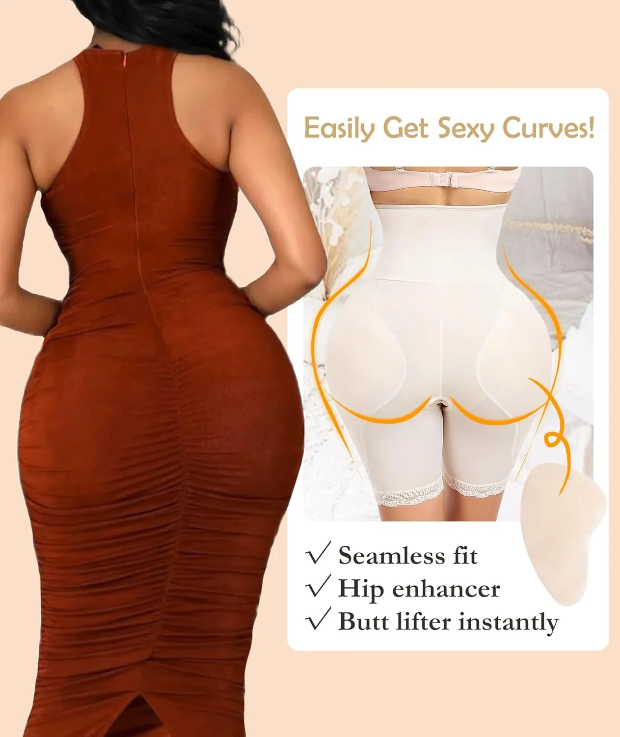 Women's Shapewear Hip Pads Body Shaper Tummy Control Butt Lifter High Waist Hip Enhancer Booty Lifting Panties