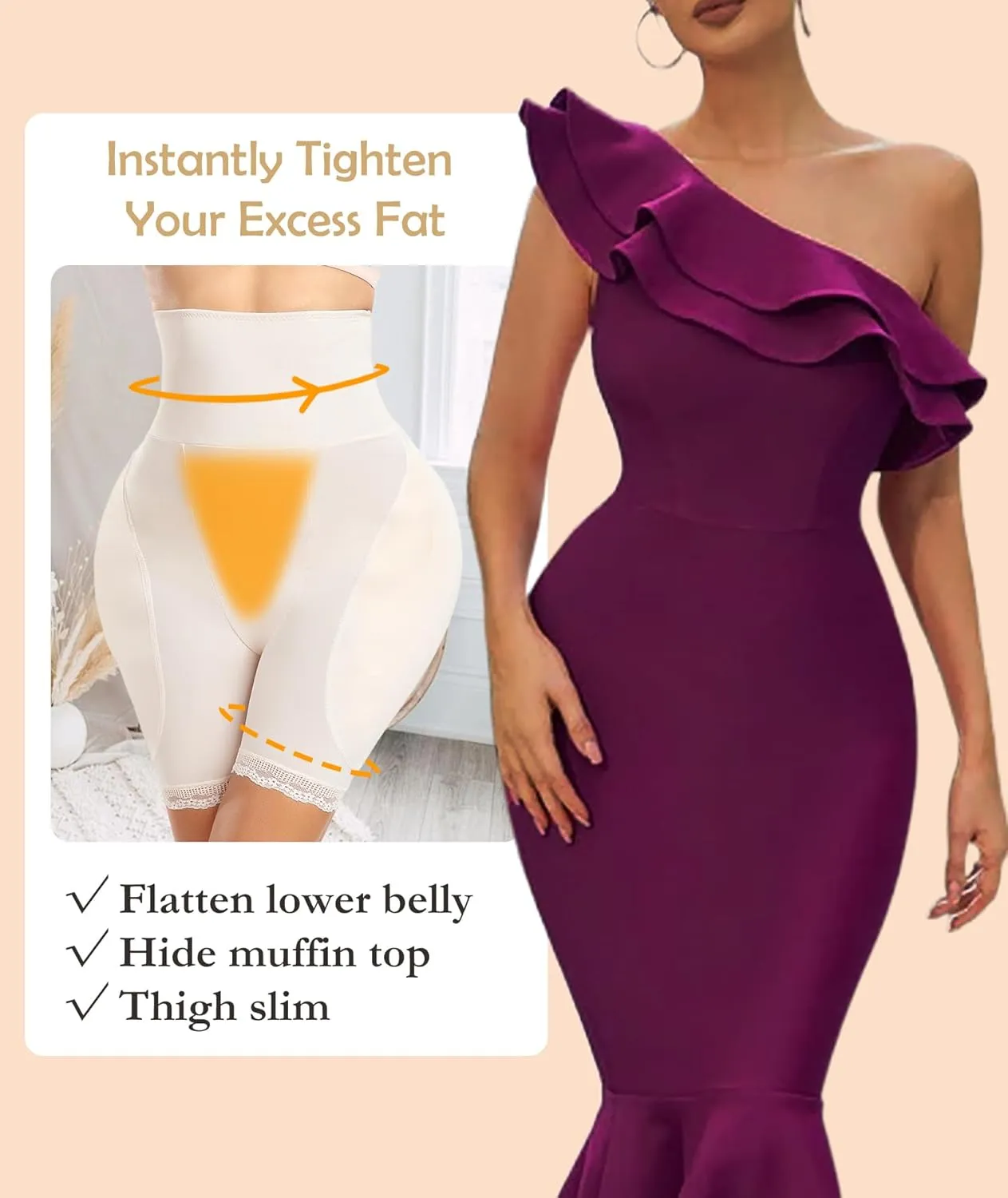 Women's Shapewear Hip Pads Body Shaper Tummy Control Butt Lifter High Waist Hip Enhancer Booty Lifting Panties