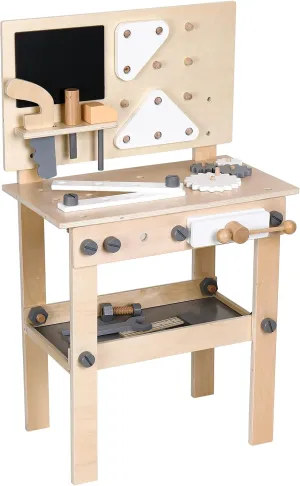 WONKAWOO Wooden Workbench with Blackboard Tool Playset for Kids and Toddlers Construction Bench Set Educational Building Toy Gift for Boys Girls