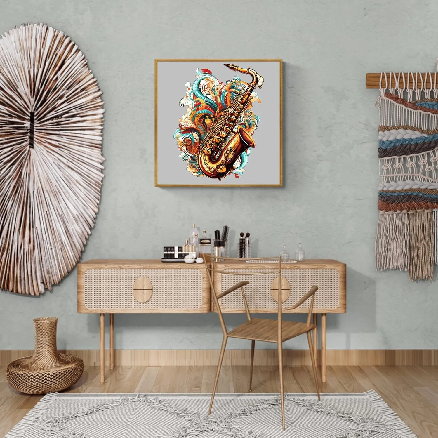 Wooden Puzzles for Adults, Saxophone (Large-270PCS) Wooden Jigsaw Puzzles Kids, 10.6*13.8in Unique Shaped Musical Note Wood Puzzles Adults, Music Instrument Wooden Puzzles Birthday Gift Games