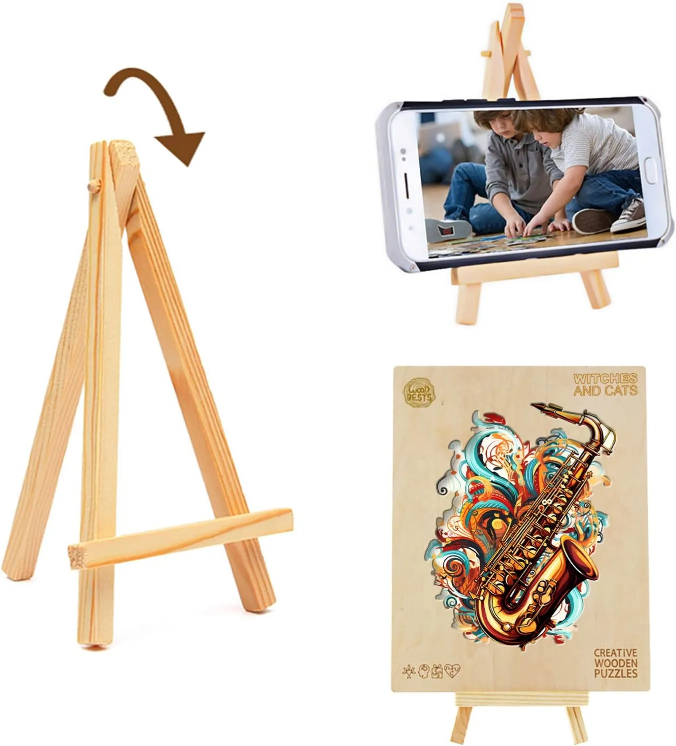 Wooden Puzzles for Adults, Saxophone (Large-270PCS) Wooden Jigsaw Puzzles Kids, 10.6*13.8in Unique Shaped Musical Note Wood Puzzles Adults, Music Instrument Wooden Puzzles Birthday Gift Games
