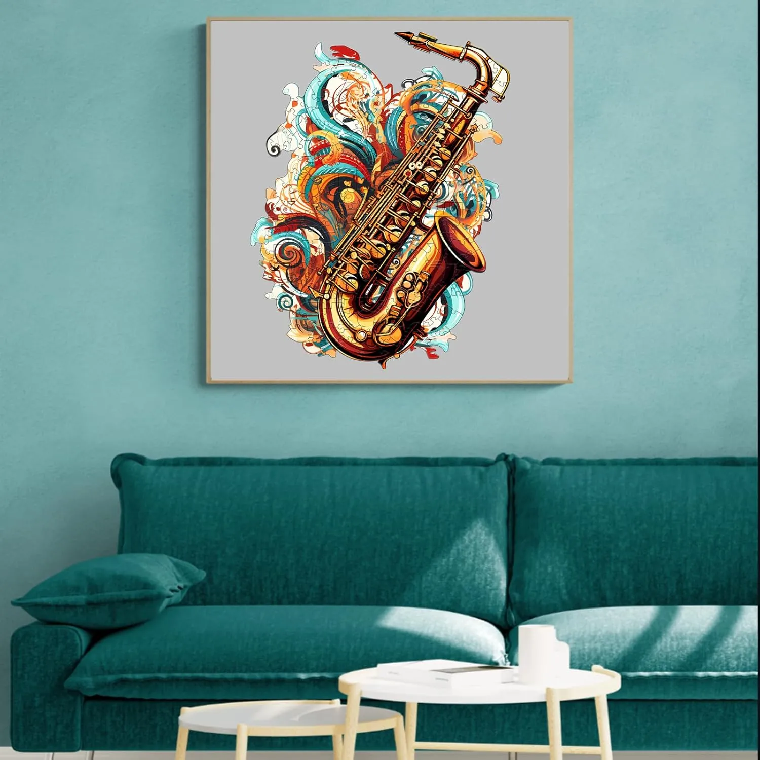 Wooden Puzzles for Adults, Saxophone (Large-270PCS) Wooden Jigsaw Puzzles Kids, 10.6*13.8in Unique Shaped Musical Note Wood Puzzles Adults, Music Instrument Wooden Puzzles Birthday Gift Games