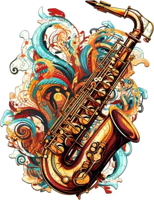Wooden Puzzles for Adults, Saxophone (Large-270PCS) Wooden Jigsaw Puzzles Kids, 10.6*13.8in Unique Shaped Musical Note Wood Puzzles Adults, Music Instrument Wooden Puzzles Birthday Gift Games