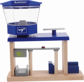 Wooden Airport Track Station Accessory Role Play Toy for Boys and Girls Enhance Fine Motor Skills Logical Thinking