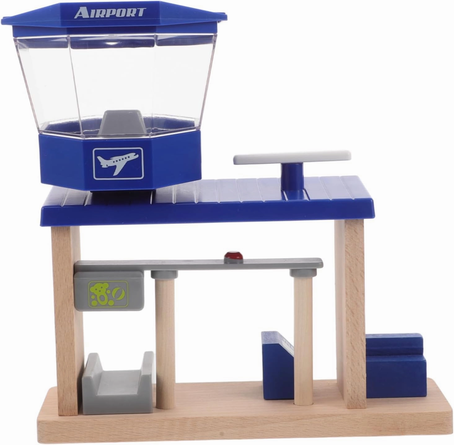 Wooden Airport Track Station Accessory Role Play Toy for Boys and Girls Enhance Fine Motor Skills Logical Thinking