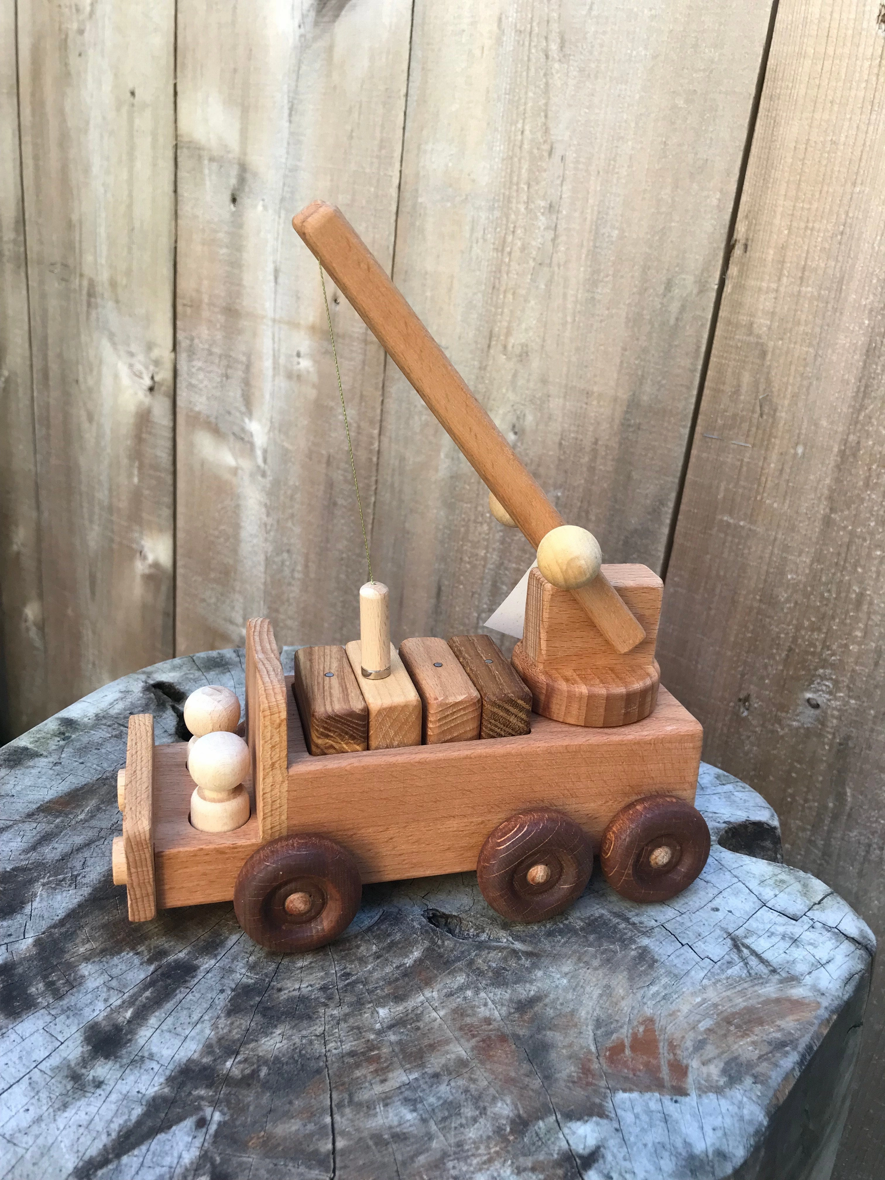 Wooden Crane Toy Truck