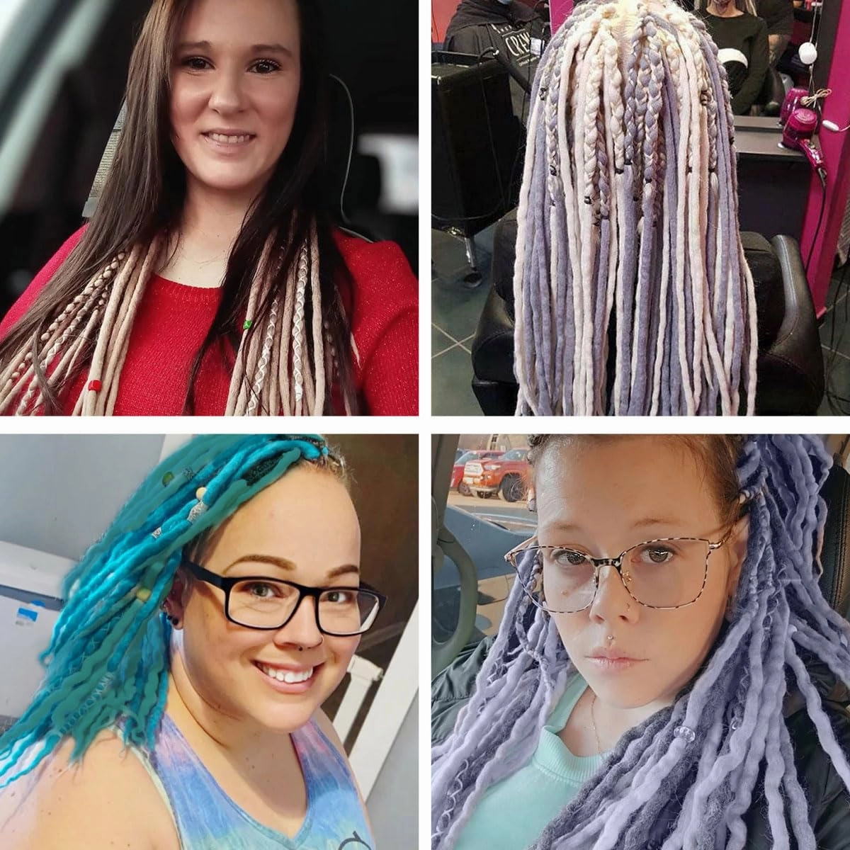 Wool Dreadlock Extensions Black，22"DE Wool (20strands) Wool Dreadlock Extensions Double Ended Synthetic Dreads for Women & Men - Handmade Hippie Dreadlock Reggae Style