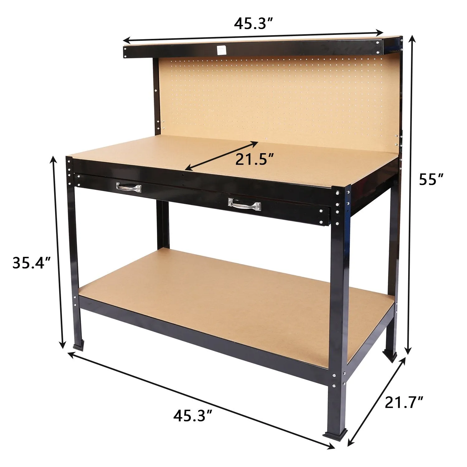 Work Benches for Garage Shop Work Station Tools Table with Peg Board and Drawers
