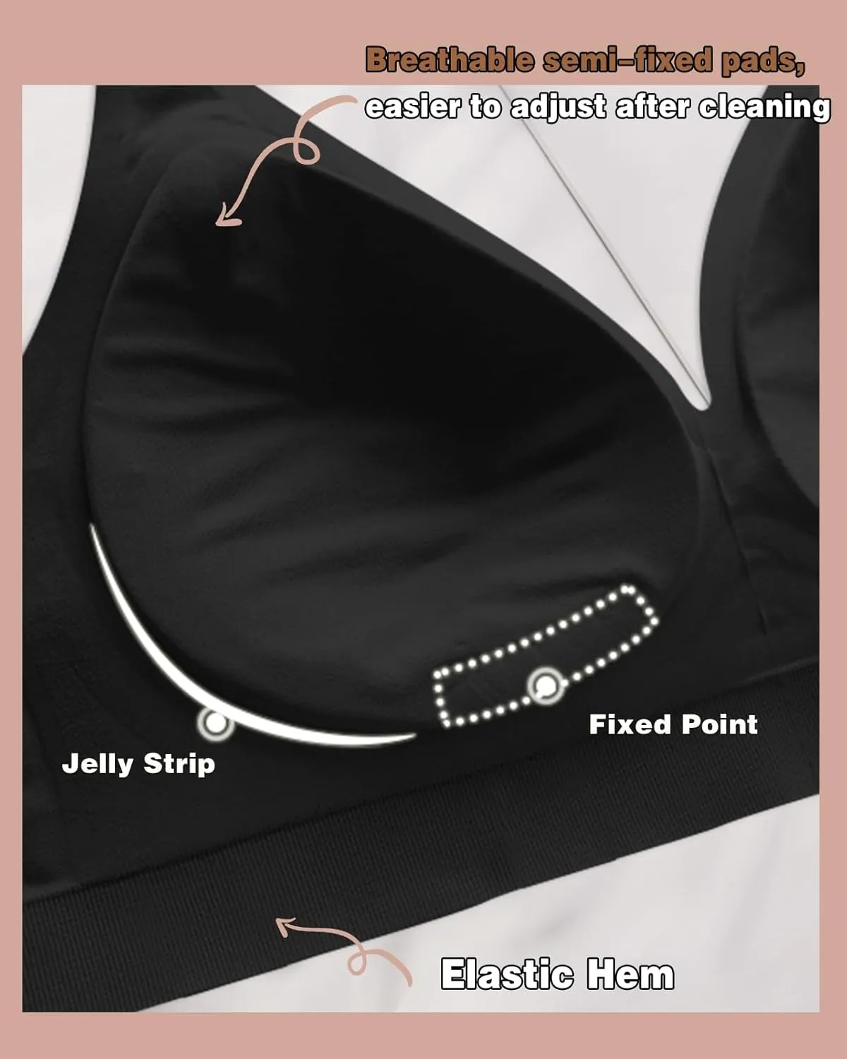 WOWENY Deep V Bras for Women No Underwire Smooth Wireless Bralettes Comfort Seamless Plunge Bra with Support