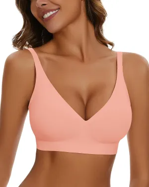WOWENY Deep V Bras for Women No Underwire Smooth Wireless Bralettes Comfort Seamless Plunge Bra with Support