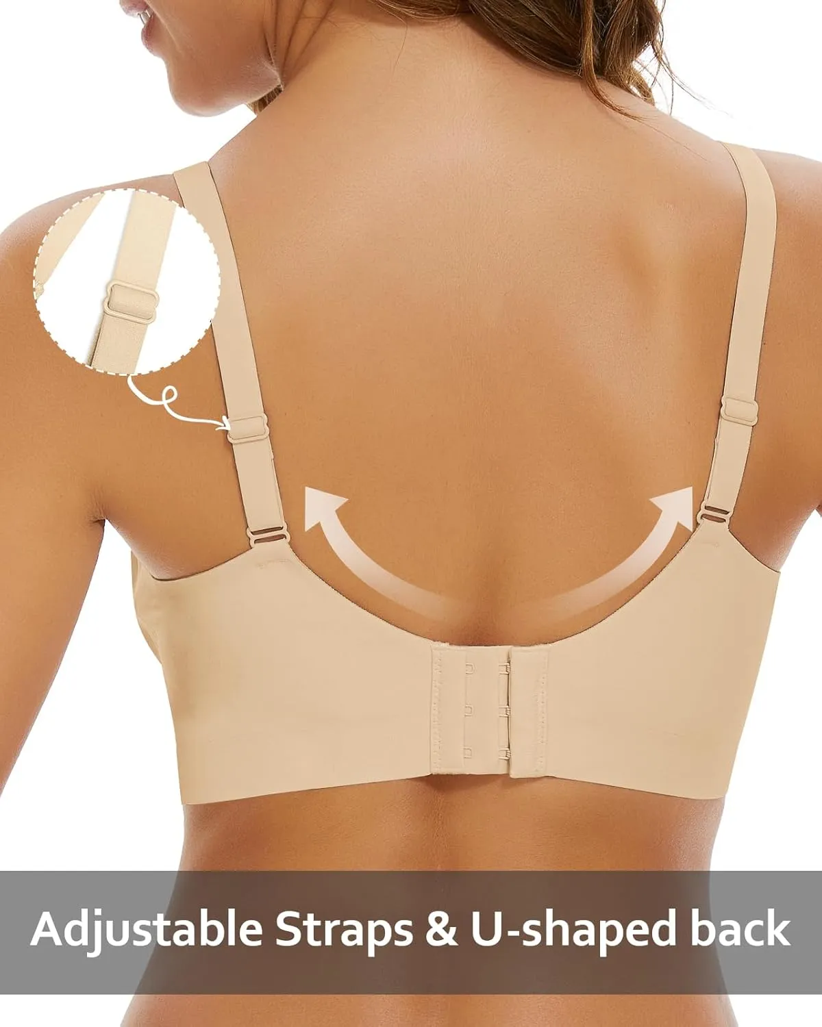 WOWENY Deep V Bras for Women No Underwire Smooth Wireless Bralettes Comfort Seamless Plunge Bra with Support